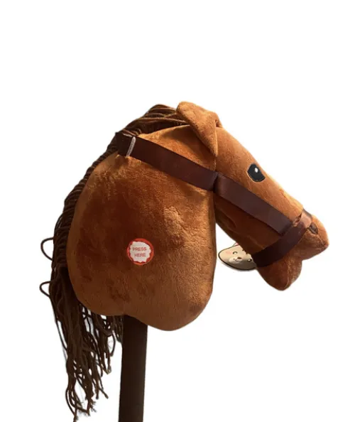 GŁOWA KONIA Z GRZYWĄ NA KIJU HOBBY HORSE DŹWIĘK PLUSZOWY