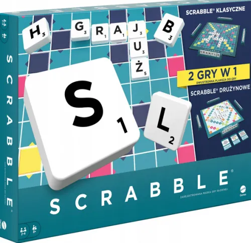 GRA SCRABBLE ORIGINAL + DRUŻYNOWE 2W1 HXM53 PL WERSJA POLSKA MATTEL