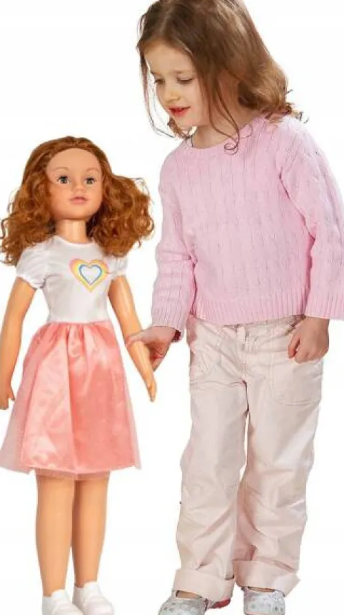 LALKA CHODZĄCA chodzi za rękę BARDZO DUŻA 80cm DŁUGIE WŁOSY Smily Play