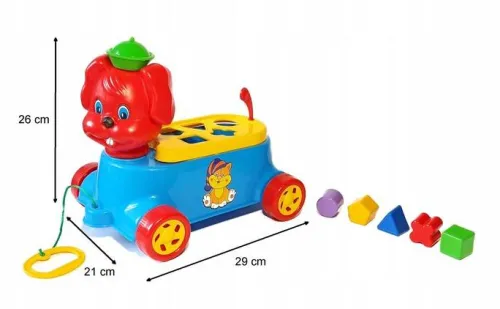 Piesek edukacyjny sorter z klockami do ciągania