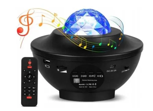 PROJEKTOR GWIAZD STAR LAMPKA NOCNA LED USB GŁOŚNIK + PILOT