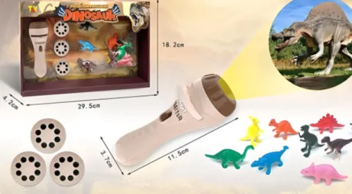 projektor_latarka_rzutnik_3.webp Projektor Latarka Rzutnik Figurki Zwierzęta Dinozaury Slajdy Wzory Zestaw