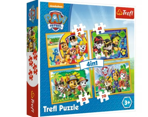 Trefl PUZZLE 4w1 PSI PATROL ZAWSZE NA CZAS