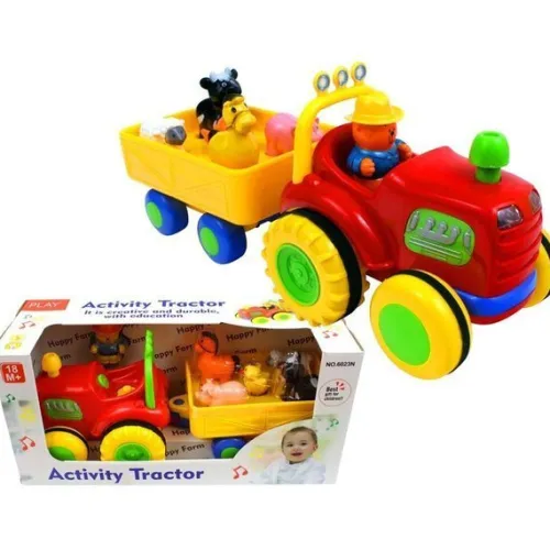 OL IMPORT TRAKTOREK Z PRZYCZEPĄ I ZWIERZĘTAMI, INTERAKTYWNY TRAKTOR