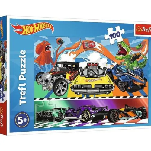 TREFL PUZZLE HOT WHEELS PĘDZĄCE SAMOCHODY UKŁADANKA AUTA 100 EL.